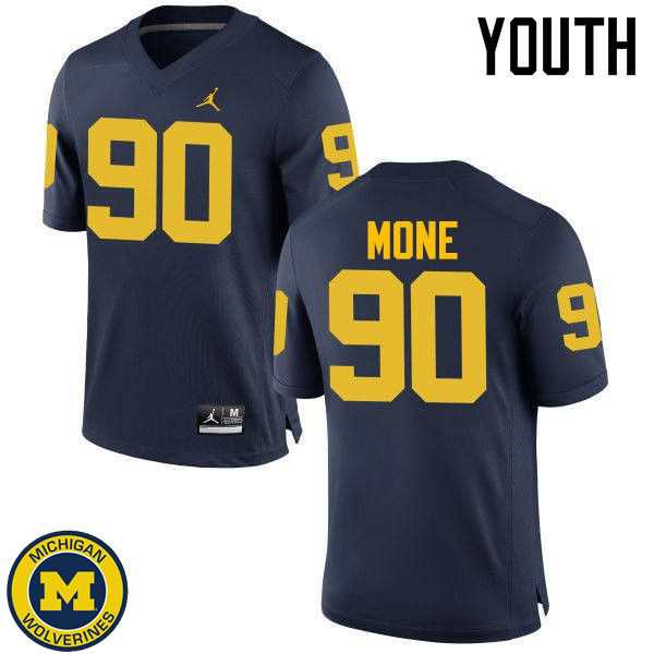 Youth University of Michigan #90 Bryan Mone Navy High School Jersey